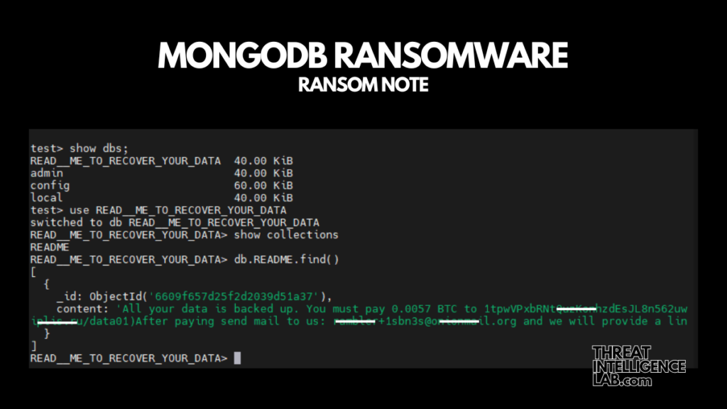 MongoDB Ransomware Note